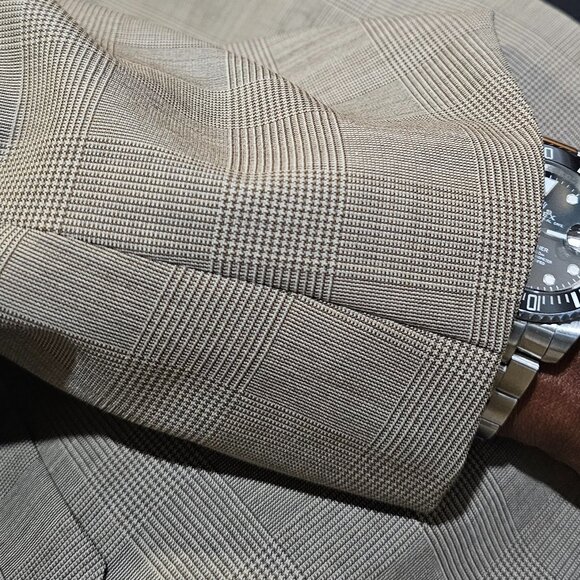 Vitale Barberis Canonico Italy Dei Giovani Wool Beige Plaid Blazer Jacket 40R - Picture 3 of 10